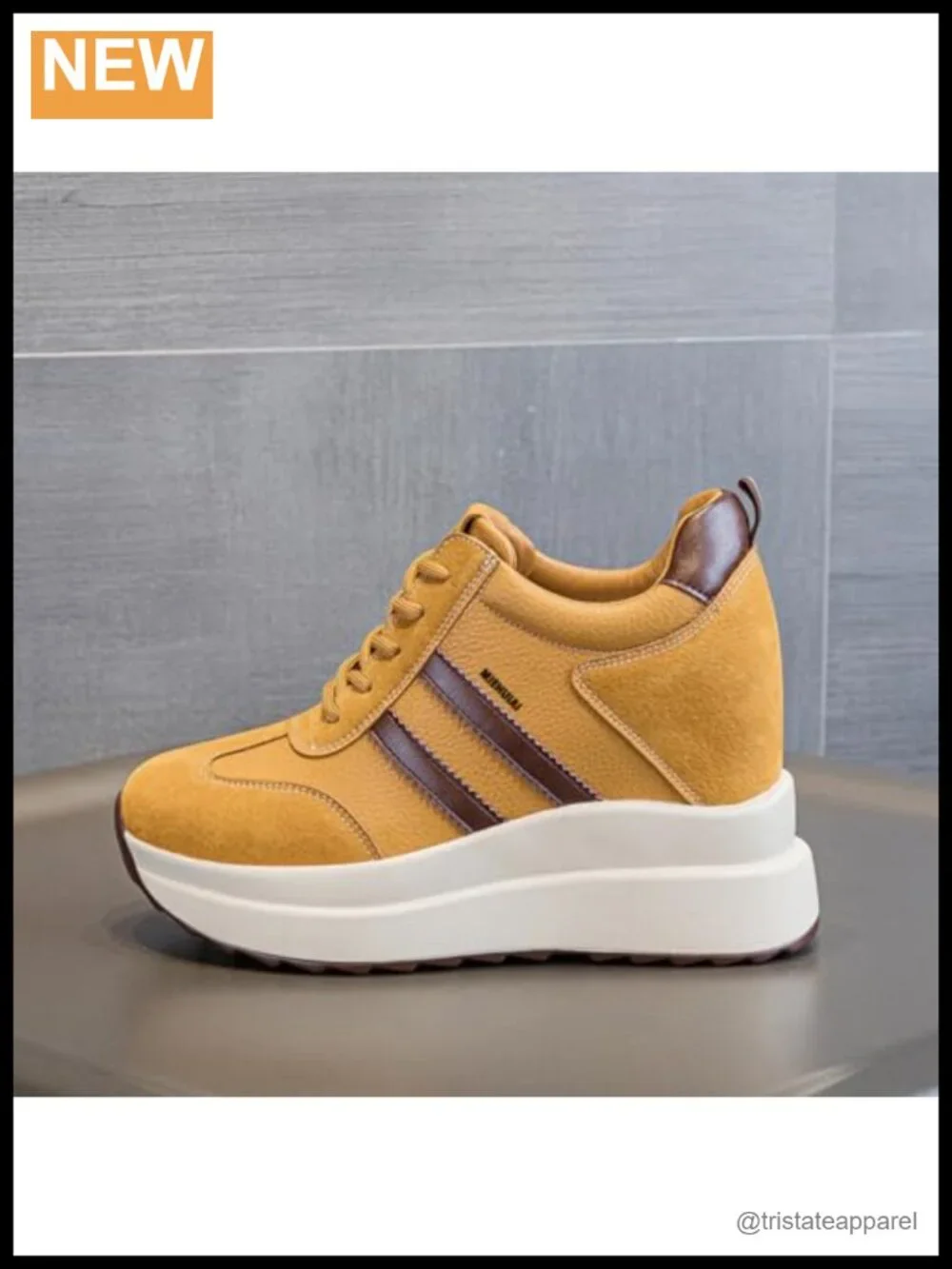 Wedge Sneakers for Women Platform Hidden Heel Leather Lace-Up Chunky Fashion